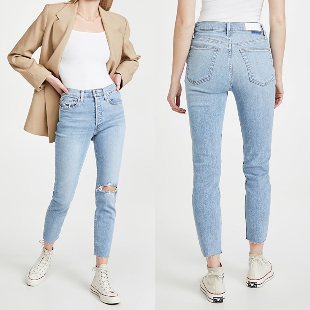 NWT Re/Done 90s High Rise Distressed Ankle Jeans - Picture 4 of 14